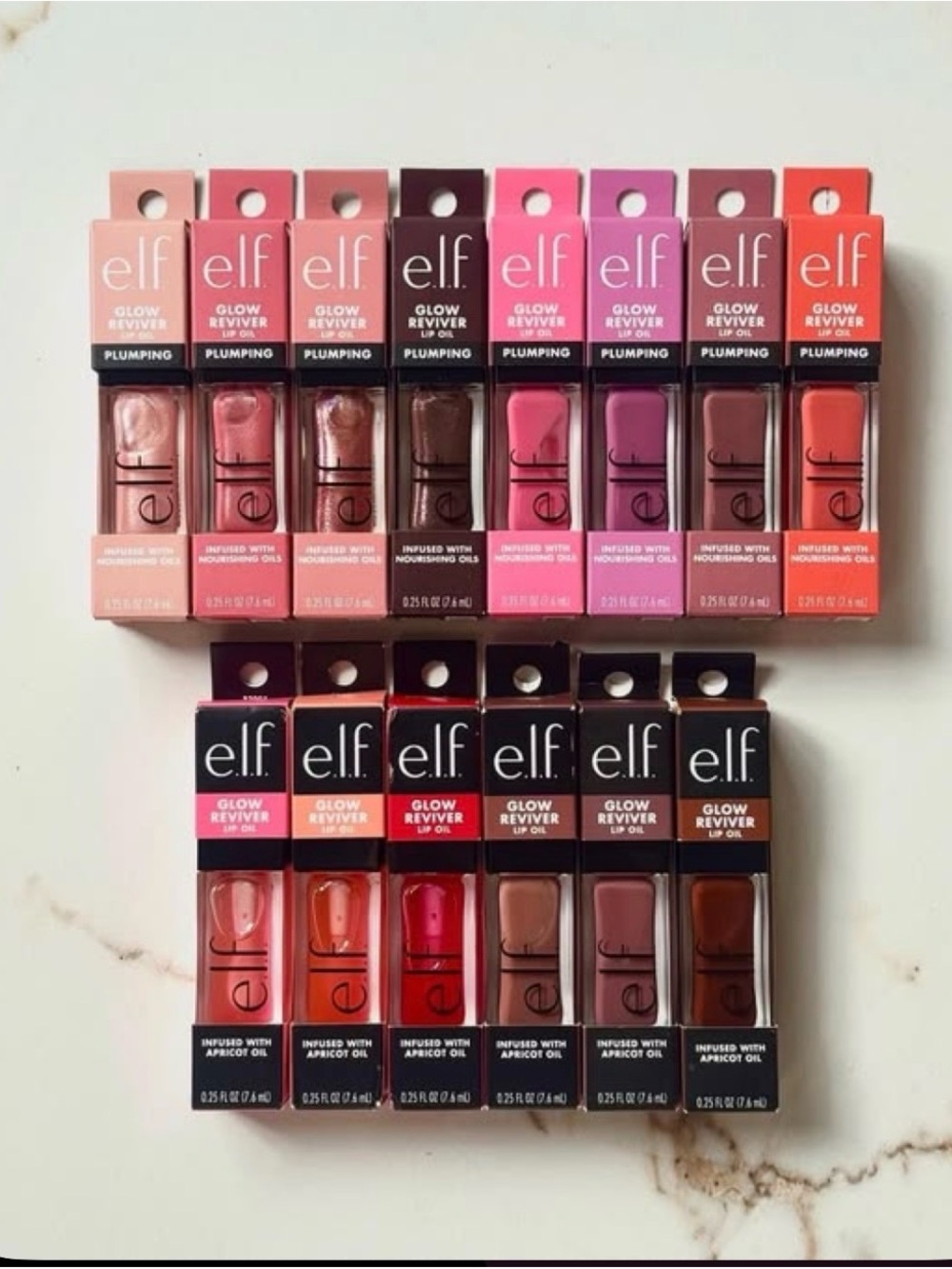 e.l.f. Glow Reviver Lip Oil Set — Assorted Pinks, Reds, Nudes LOT OF 40 NWT